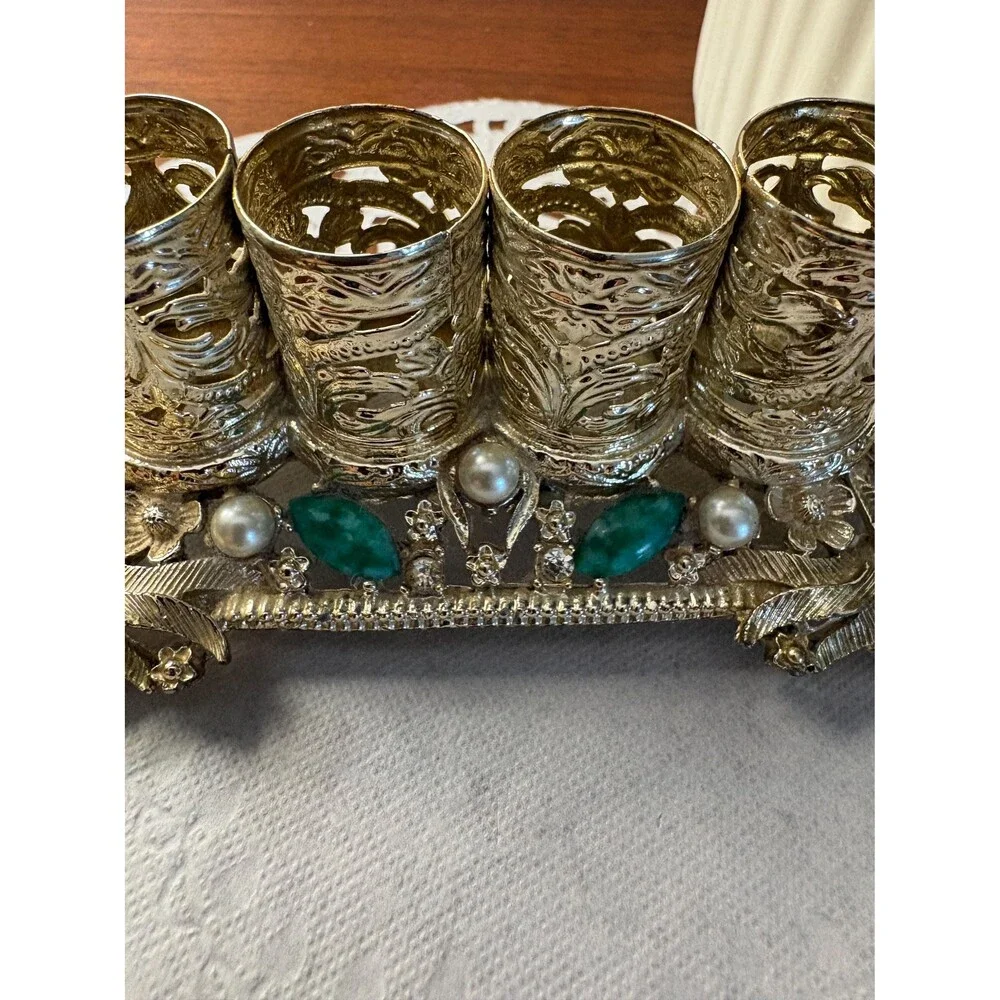 Vintage Sam Fink Gold Filigree Lipstick Holder Jeweled